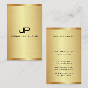 Anpassa Lodrät Monogram Elegant Faux Guld Visitkort