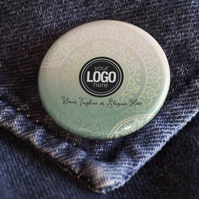 Anpassa Logotyp | Elegant Grönt Yoga Knapp (Skapare uppladdad)