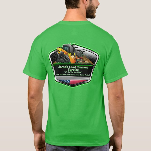 Anpassa Logotyp för Markrensning och Mulching Serv T Shirt (Baksida)