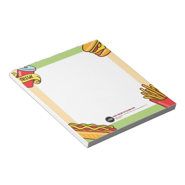 Anpassa Logotyp | Hamburger Hotdog Theme Anteckningsblock (Vinklad)