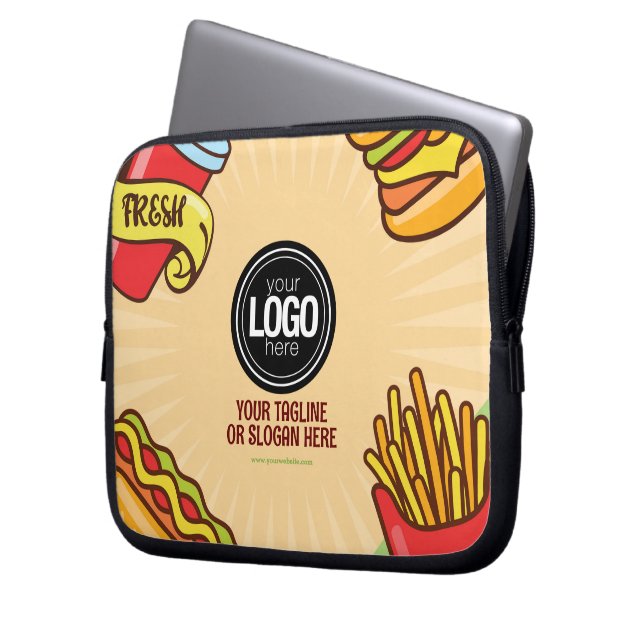 Anpassa Logotyp | Hamburger Hotdog Theme Laptop Fodral (Framsidan Vänster)