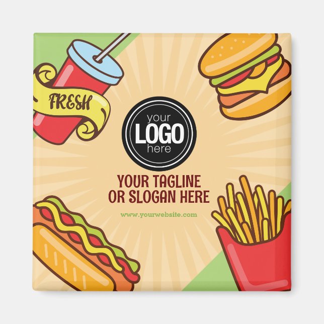 Anpassa Logotyp | Hamburger Hotdog Theme Magnet (Framsidan)