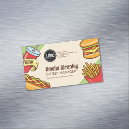 Anpassa Logotyp | Hamburger Hotdog Theme Magnetiska Visitkort