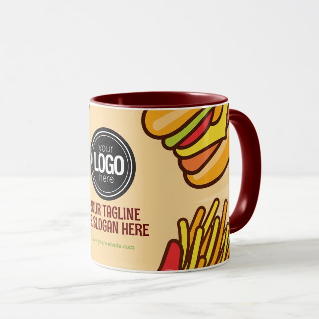 Anpassa Logotyp | Hamburger Hotdog Theme Mugg (Framsida höger)