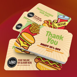 Anpassa Logotyp | Hamburger Hotdog Theme Rabattkort