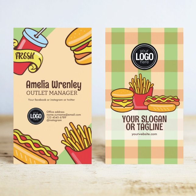 Anpassa Logotyp | Hamburger Hotdog Theme Visitkort (Skapare uppladdad)