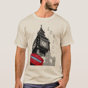 Anpassa London Big Ben Clock Torn Red Telefon T Shirt