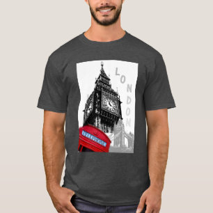 Anpassa London Big Ben Clock Torn Red Telefon T Shirt