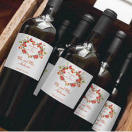 Anpassa Loving Heart Simple Elegant bröllop Vinflaska Etikett