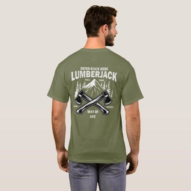 Anpassa Lumberjack Crossed Axes Way of Life Sinc T Shirt (Hel baksida)