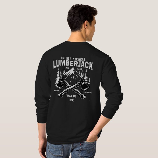 Anpassa Lumberjack korsade yxor livsstil Sinc T Shirt (Hel baksida)
