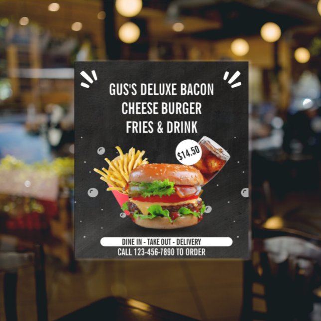 Anpassa Lux Burger Fries Drink Restaurant Med Poster (Skapare uppladdad)
