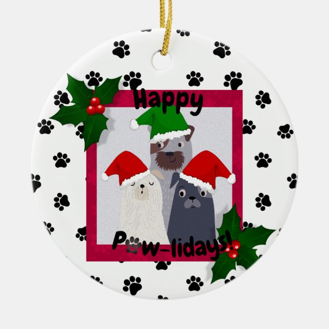 Anpassa Lycklig Pawlidays Ornament Hundälskares (Framsidan)