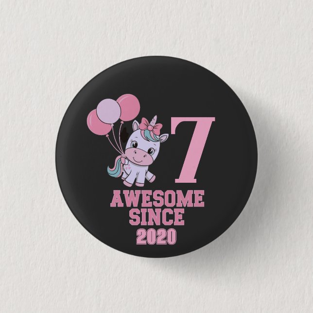 Anpassa magisk 7 års gammal enhörningsflicka knapp (Framsida)