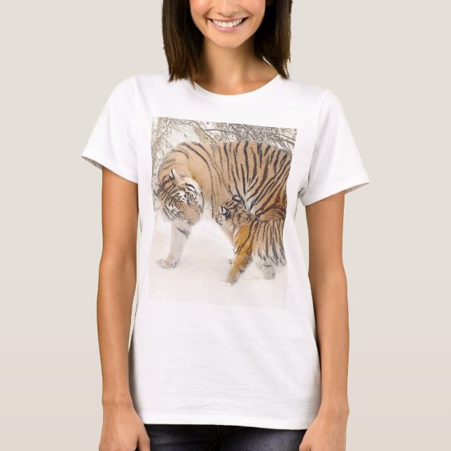 Anpassa mallen Trendig Modern Elegant Tigers T Shirt (Framsida)