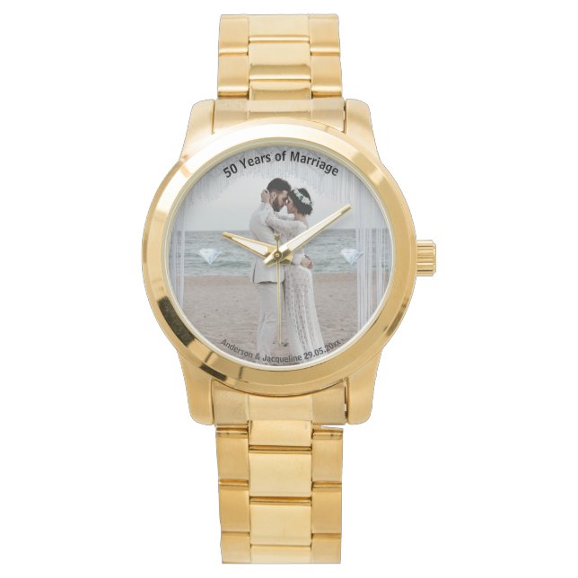Anpassa Manar Fotto Se 50-årsgåvor Armbandsur (Framsida)