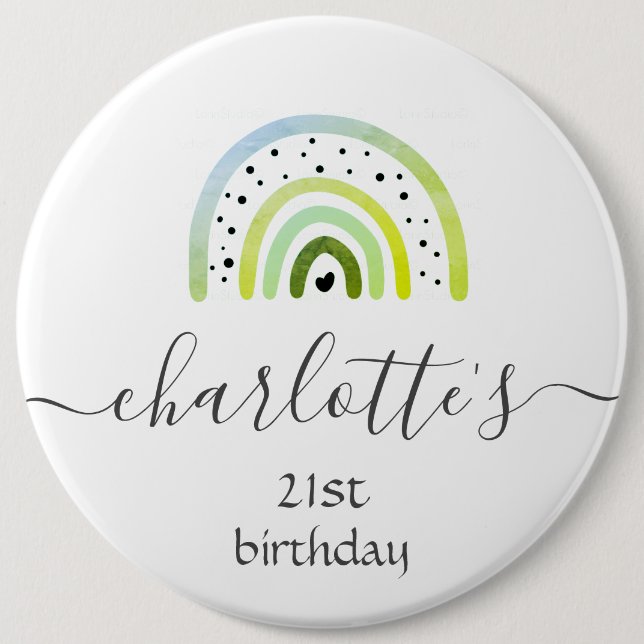 Anpassa märke - Regnbåge grön Knapp (Framsida)