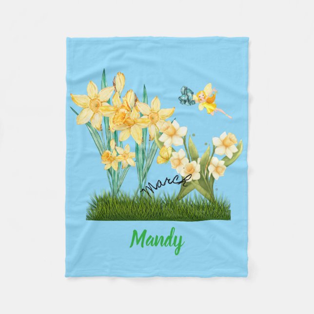 Anpassa Marth Flowers & Stone Fleecefilt (Framsidan)