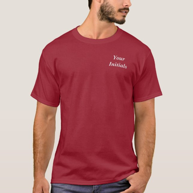 Anpassa med din Initialer-maron T Shirt (Framsida)