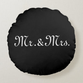 Anpassa med initialer par monogram svart vitt rund kudde