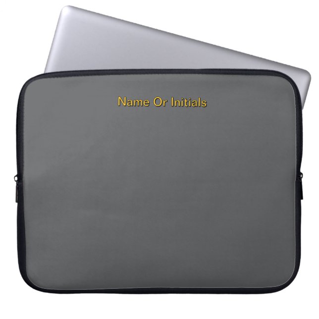 Anpassa med namn Grå + Orange Laptop Fodral (Framsidan)