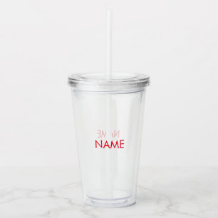 Anpassa med namn, röd text med minimalistisk fär take away mugg