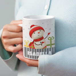 Anpassa med Namn Snögubbe färggrann jul Kaffemugg