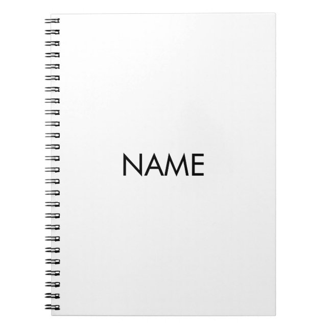 Anpassa med namn, svartvit text med minimalistisk  anteckningsbok (Framsidan)