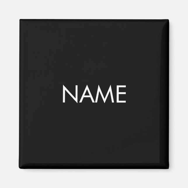 Anpassa med namn, svartvit text med minimalistisk  magnet (Framsidan)