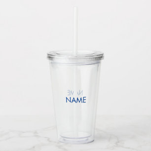 Anpassa med namn, texten minimalistisk blå take away mugg