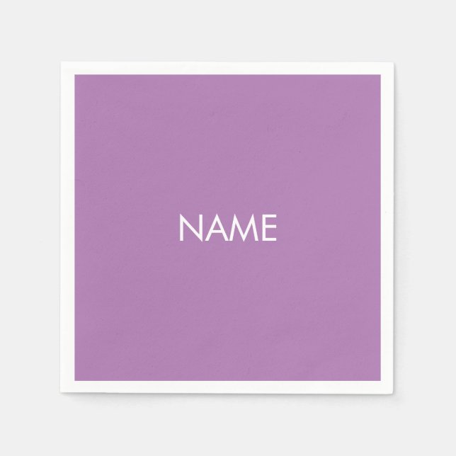 Anpassa med namn, textminimalistisk lavender-vitli pappersservett (Framsidan)