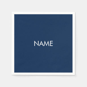 Anpassa med namn, textminimalistisk marin vit pappersservett