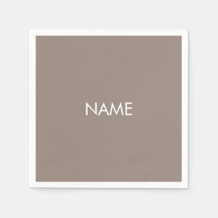 Anpassa med namn, textminimalistiskt beige greige pappersservett