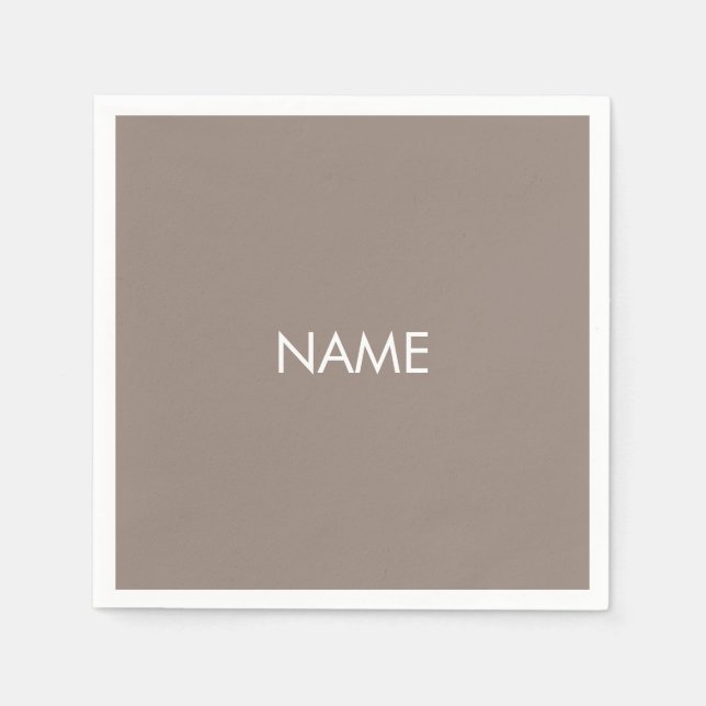 Anpassa med namn, textminimalistiskt beige greige pappersservett (Framsidan)