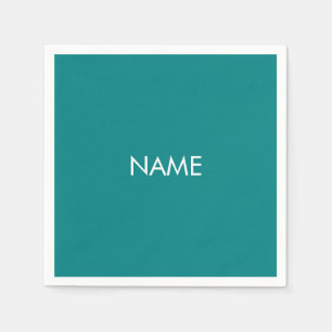 Anpassa med namn, textminimalistiskt teal vitt pappersservett