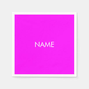 Anpassa med namn, vit magenta för textminimalistis pappersservett