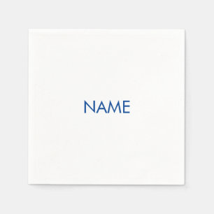 Anpassa med namn, vit text med minimalistisk blåt pappersservett