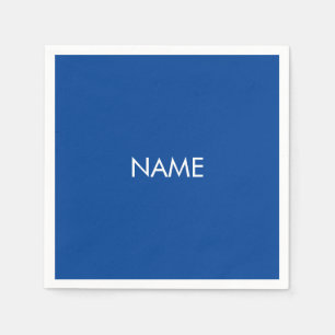 Anpassa med namn, vit text med minimalistisk blåt pappersservett
