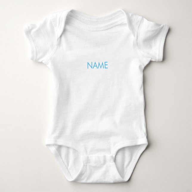 Anpassa med namn, vit text med minimalistisk blått t shirt (Framsida)