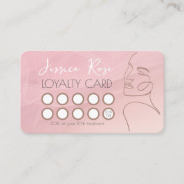 Anpassa med Salon QR-kodlinjekonst Rosa Lojalitetskort