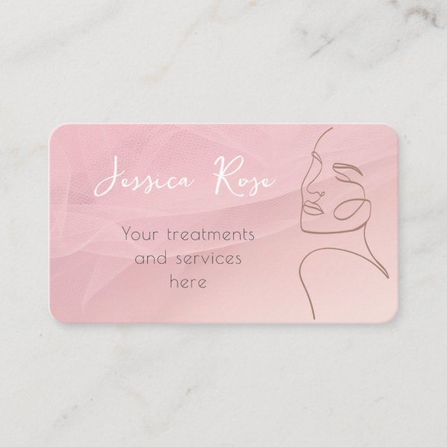 Anpassa med Salon QR Rosa Line Art (Salon QR) Visitkort (Framsida)