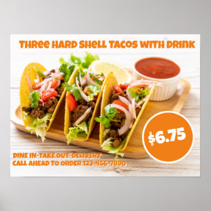 Anpassa Mexikansk Mat Hårda Skal Tacos Dryck Dörr Poster