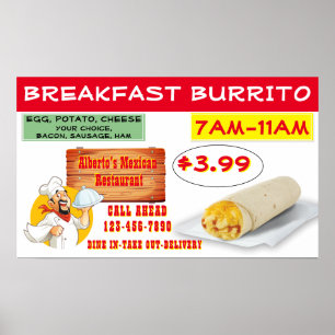 Anpassa Mexikansk Restaurang Frukostburrito Poster