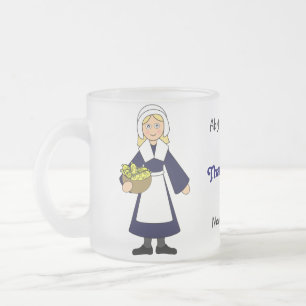 Anpassa mig - Thanksgiving Pilgrim (flicka) Frostad Glasmugg