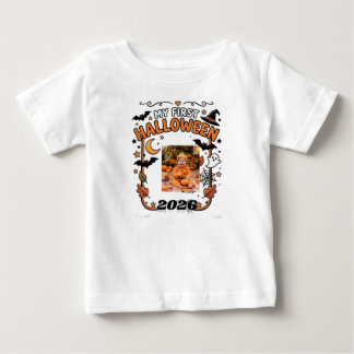 Anpassa Min Första Halloween 2026 Baby Foto Namn T Shirt