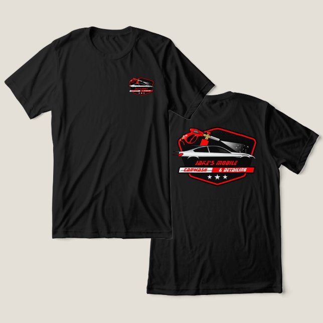 Anpassa Mobil Biltvätt Detailing Företag  T Shirt (Design fram och bak)