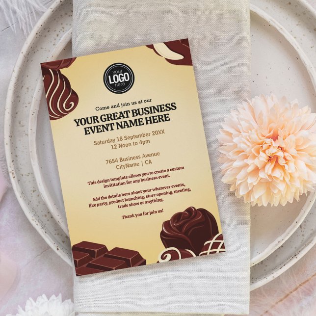 Anpassa modern Chocolate Business Inbjudningar (Skapare uppladdad)
