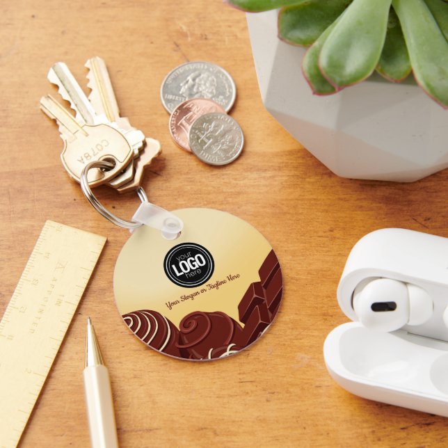 Anpassa modern Chocolate Business Nyckelring (Skrivbord)