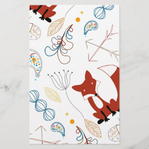 Anpassa Modern Fox Woodland Mönster Brevpapper