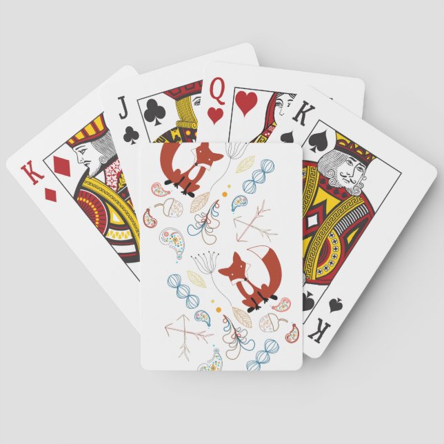 Anpassa Modern Fox Woodland Mönster Casinokort (Baksidan)